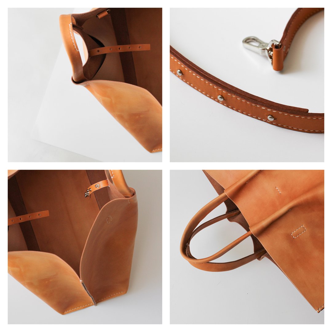Leather Two-way Bag - Natural, Honey, Black product image (12)