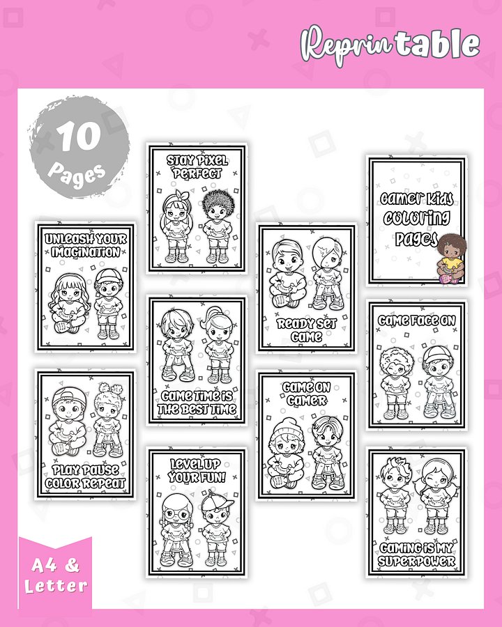 Level Up Your Imagination - Gamer Kids Coloring Pages product image (2)