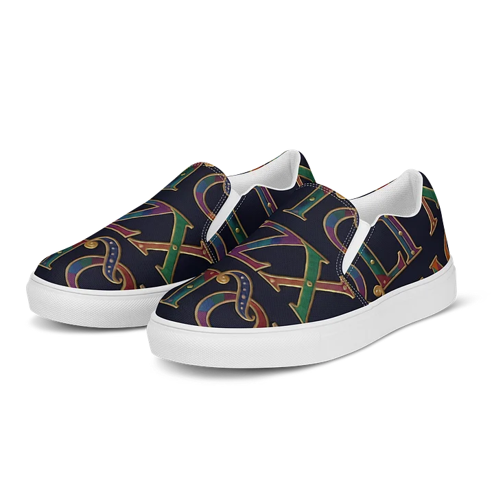 XZAQLI Monogram Men's Canvas Slip-On (Navy Blue) product image (2)