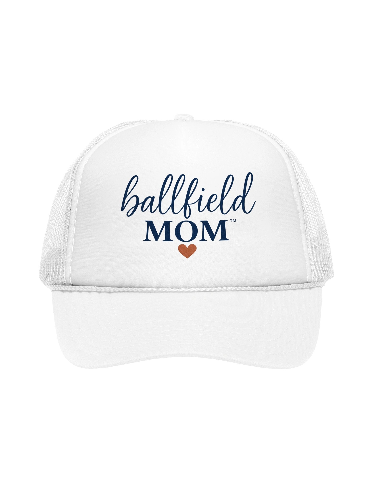 Ballfield Mom Script Trucker Hat | White Baseball & Softball Mom Cap product image (1)