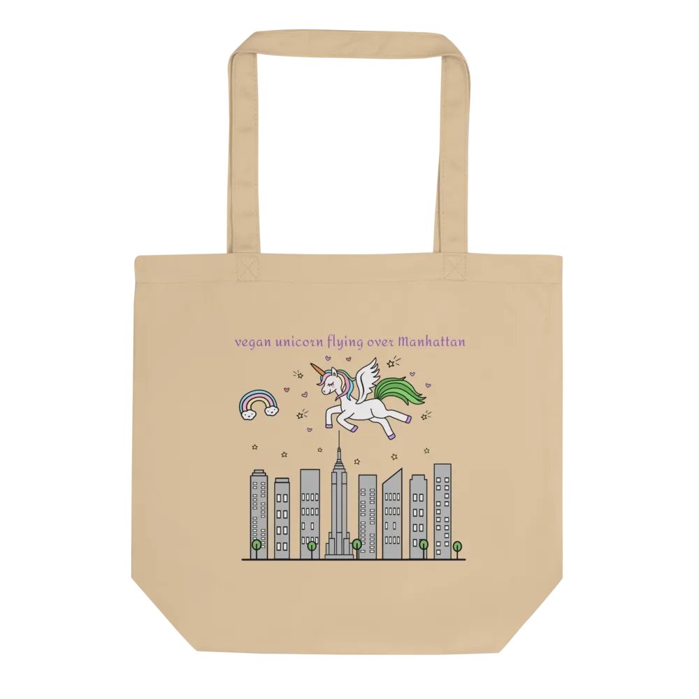 Vegan Unicorn Flying Over Manhattan - Organic Tote Bag product image (4)
