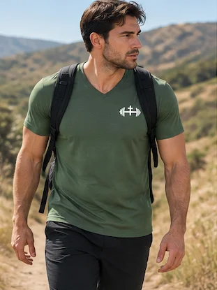His House Mens Performance V-Neck T-Shirt - Forest by His House