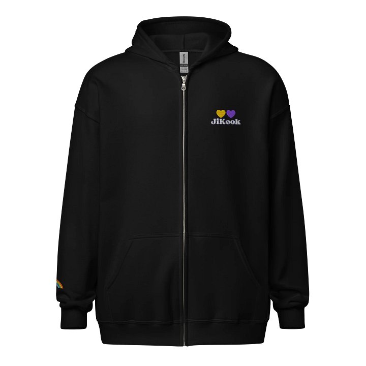 Purple and Gold hearts JiKook embroidered zip hoodie product image (1)
