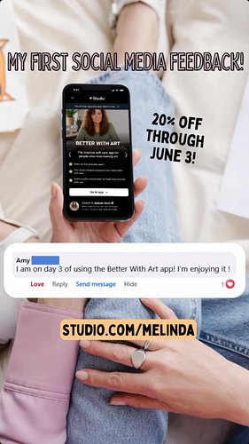 So excited to have the BETTER WITH ART creative self-care app available! If you miss making art, check it out at studio.com/m...