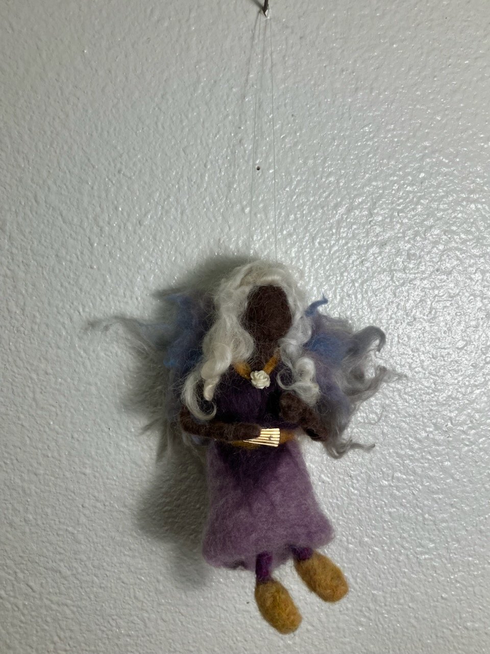 Floating "Amethyst Dream" Needle Felted Fairy – Handcrafted 6” Hanging Angel product image (5)