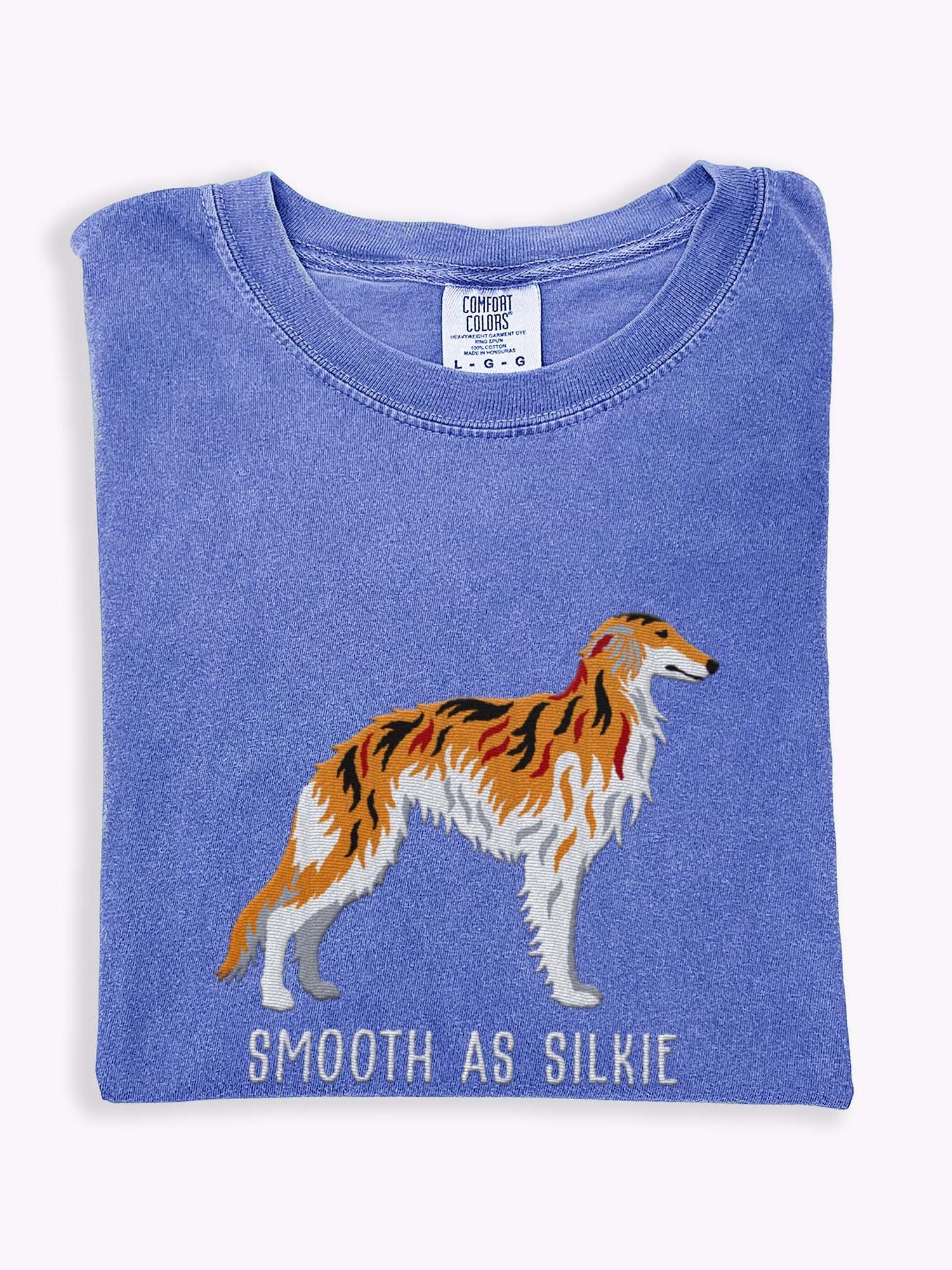Smooth as Silkie T-Shirt(Embroidered) of a Silken Windhound(Brindle) product image (1)