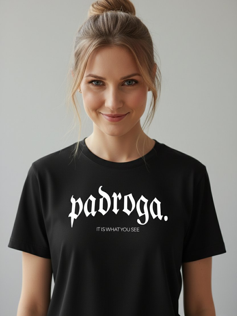 padroga. essentials black tshirt arc logo product image (4)