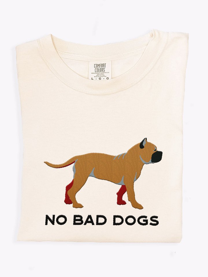 No Bad Dogs T-Shirt(Embroidered) of an American Bully(Tan) product image (1)