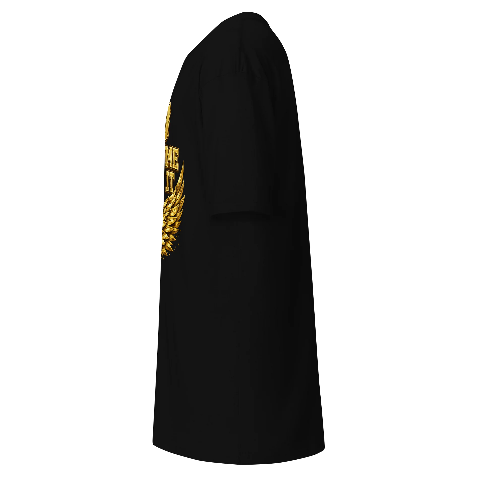 God Brought Me Through It Black Tee — Gold Wings Edition product image (3)