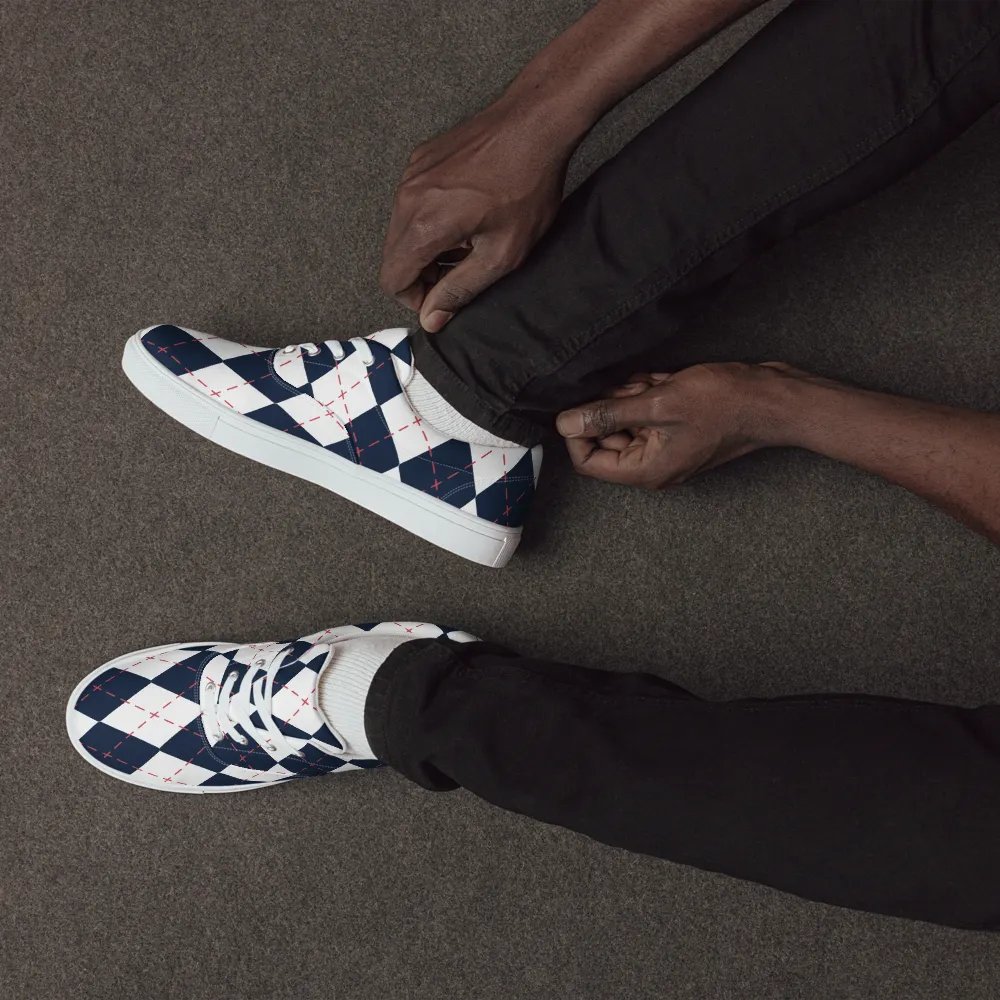 Harlequin Blue Diamond Men's Lace -Up Canvas Shoes product image (6)