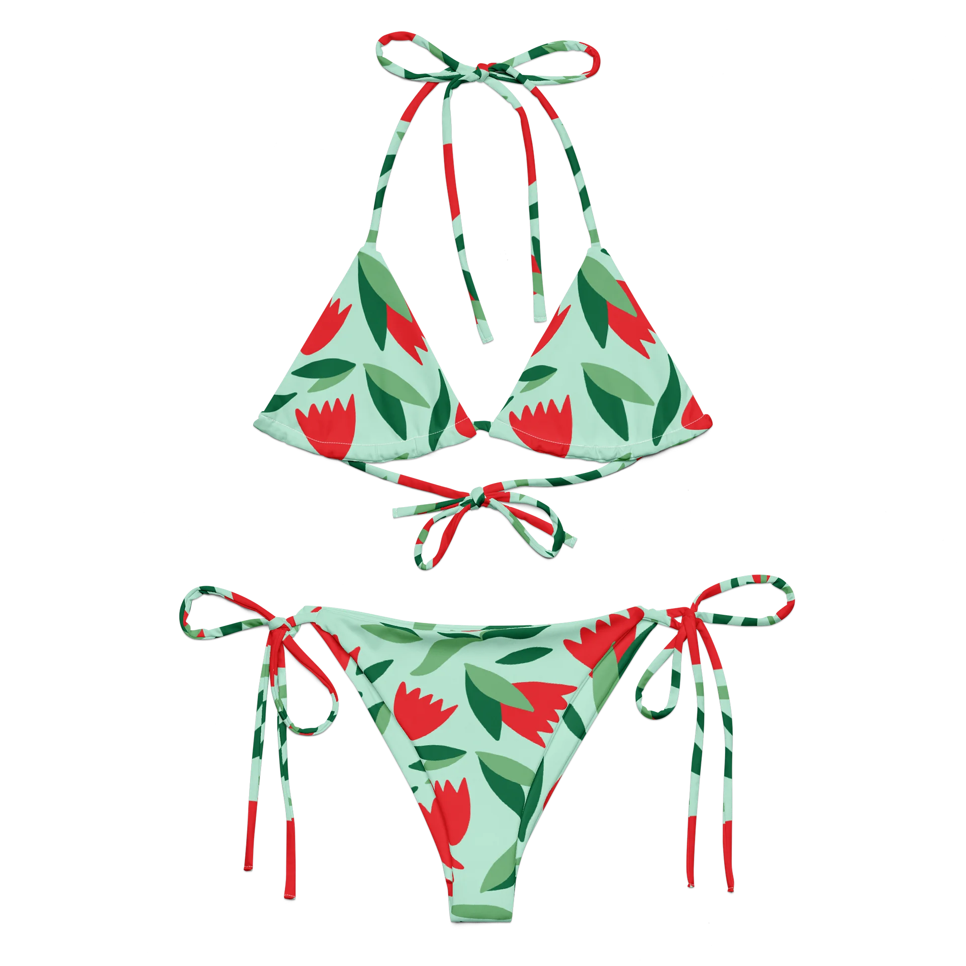 Mint Tulip Floral String Bikini product image (3)