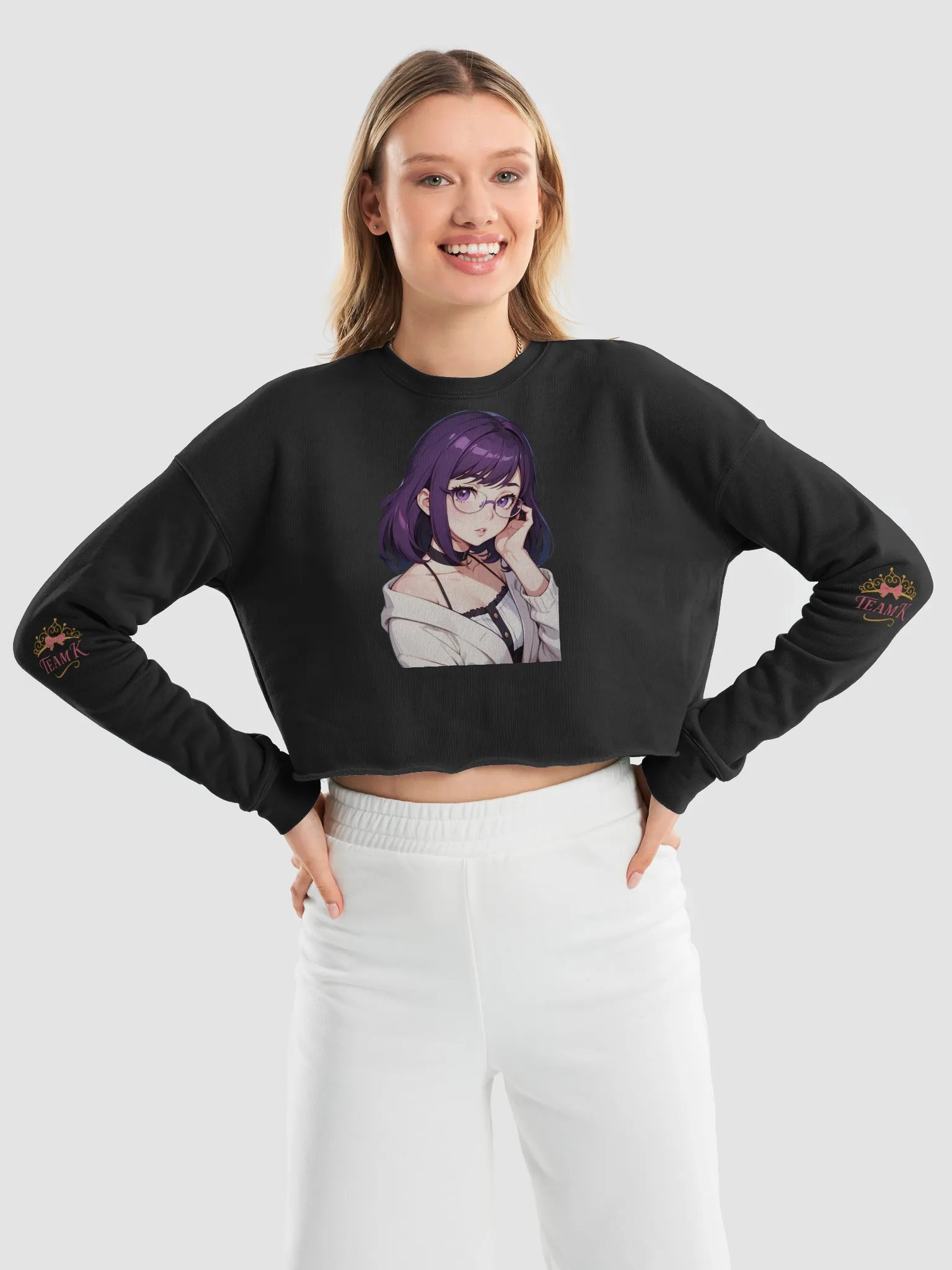 (Purple WAIFU) K Crop Sweatshirt product image (9)