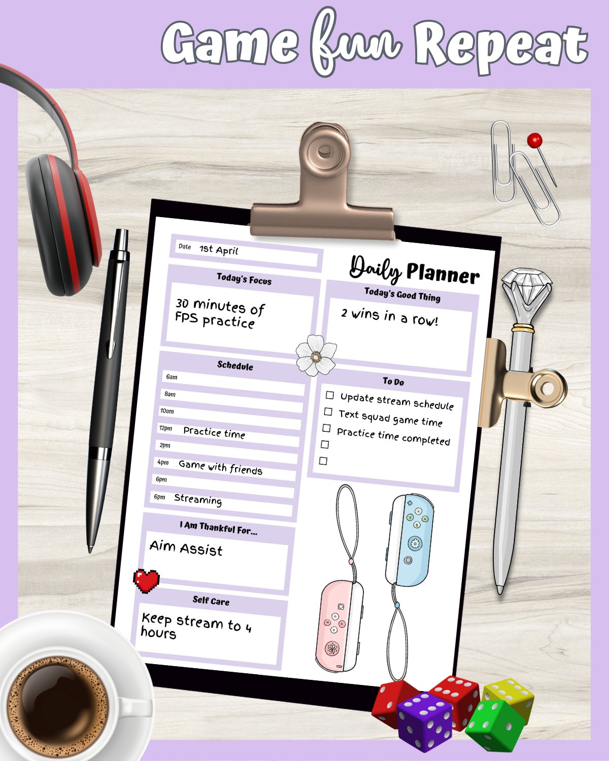 Purple Printable Planner - Gamer Themed product image (2)