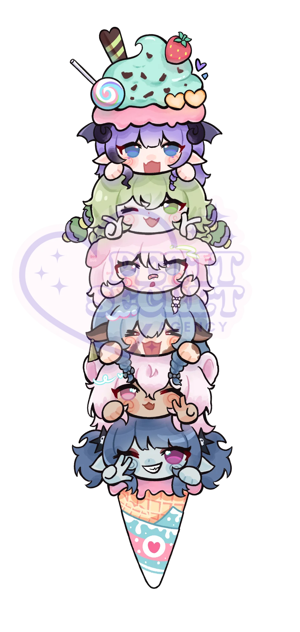 Chibi Icecream Team Sticker Holographique (envoi FRANCE) product image (1)