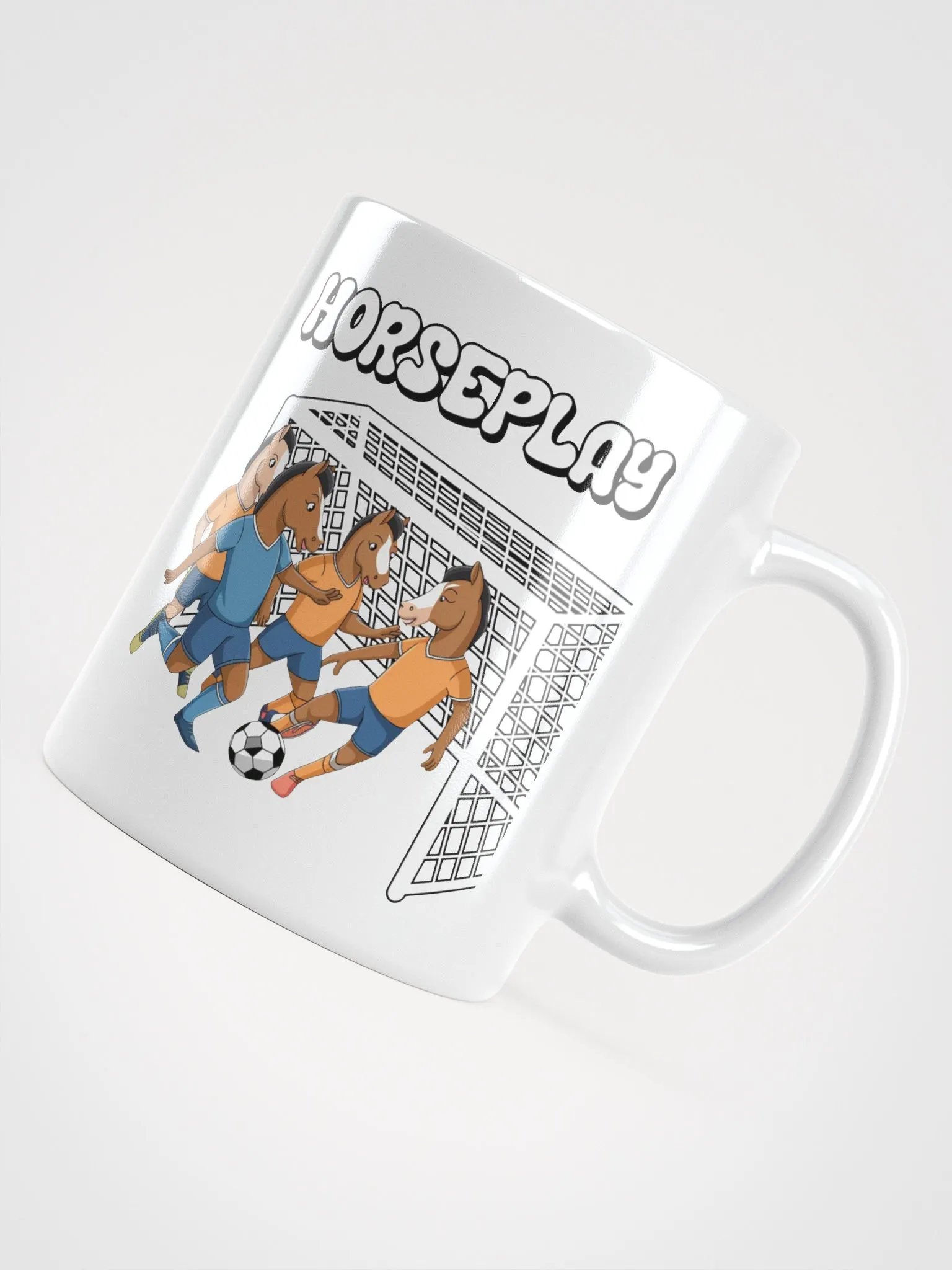 Horseplay - Horses Playing Soccer - Funny Wordplay White Coffee Mug product image (16)