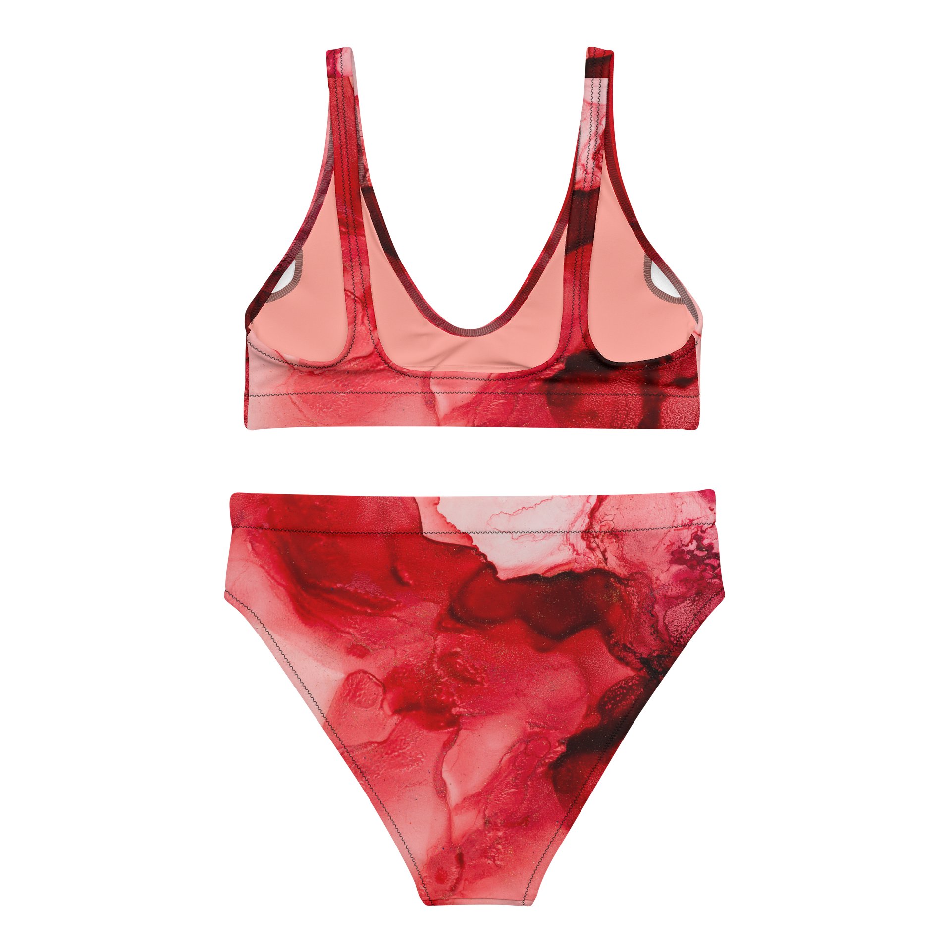 Bikini taille haute abstrait Crimson Bloom PU MANATU product image (4)