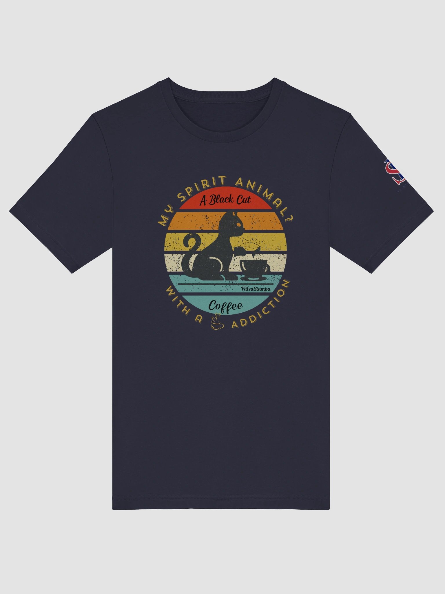 My Spirit Animal? A Caffeinated Black Cat” Retro Sunset Tee product image (6)