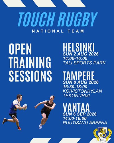 [EN/FI] Join open Touch training sessions to learn more about competitive touch rugby! Sessions are targeted for adults, but ...