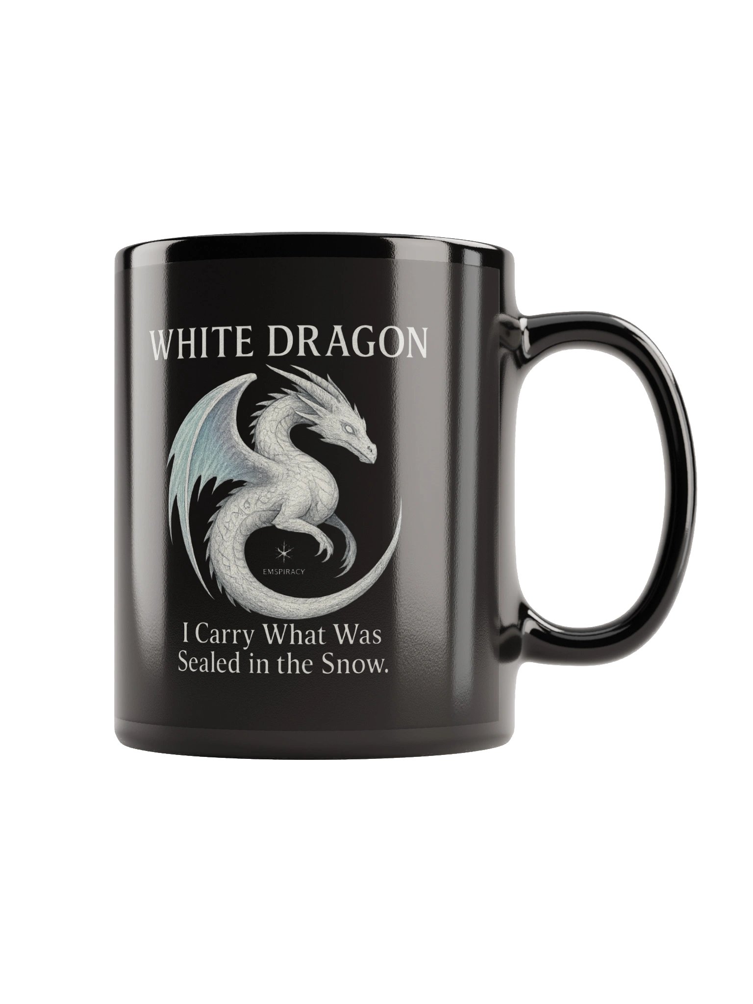 🐉 White Dragon Glossy Black Mug – Emspiracy Edition 🐉 product image (1)