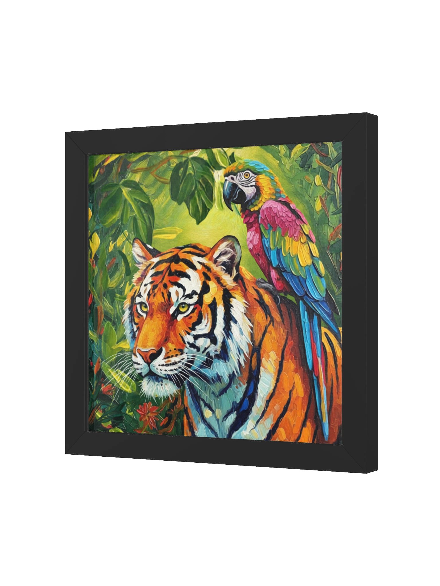 Tropical Tiger and Parrot Wall Art, Colorful Jungle Print product image (4)