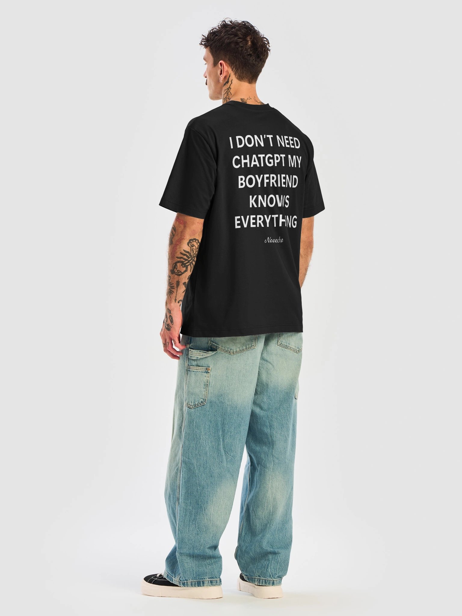 My Boyfriend Knows Everything – Funny AI Graphic T-Shirt product image (2)