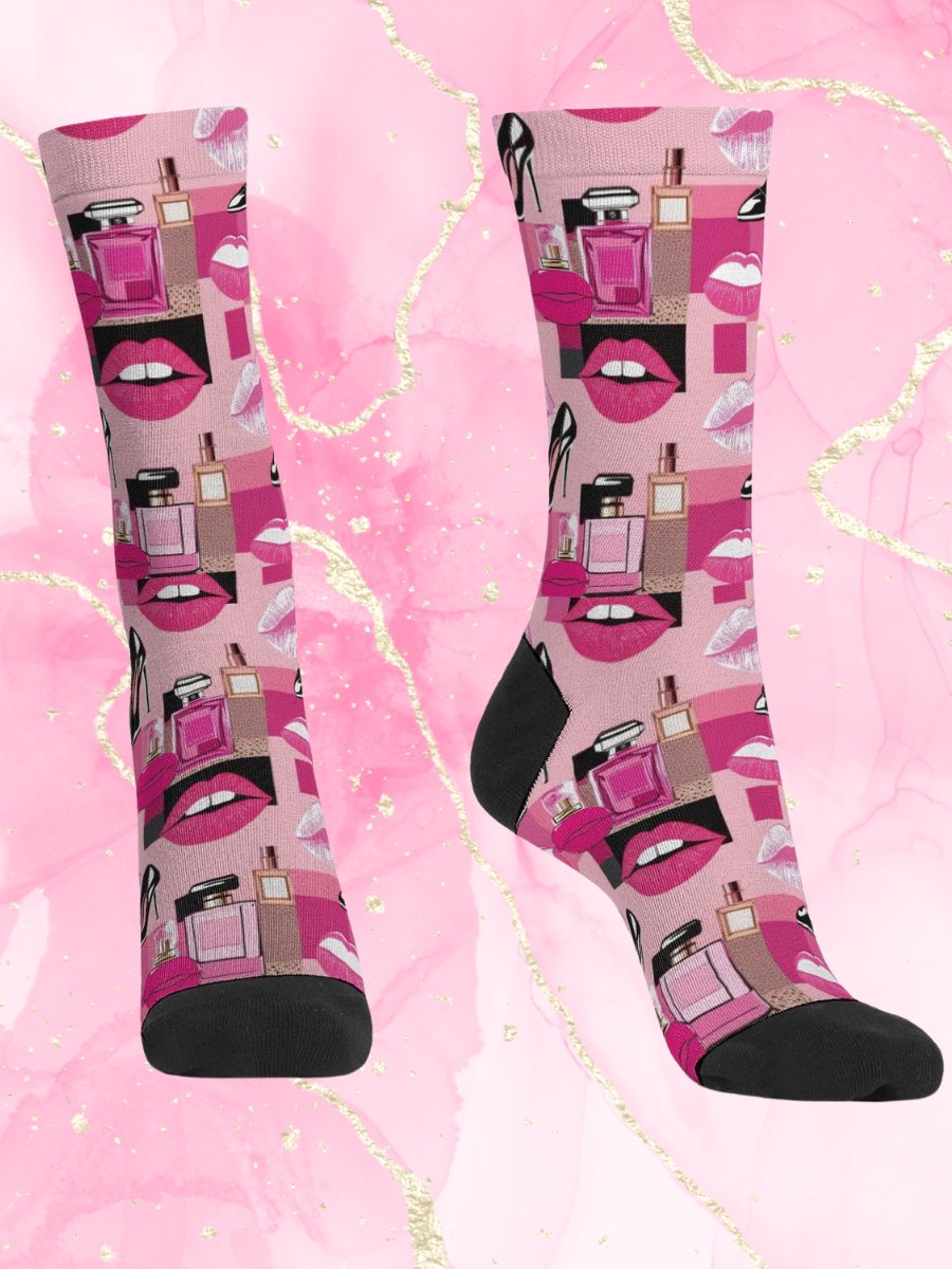 Chic Couture Pink & Black Crew Socks product image (1)