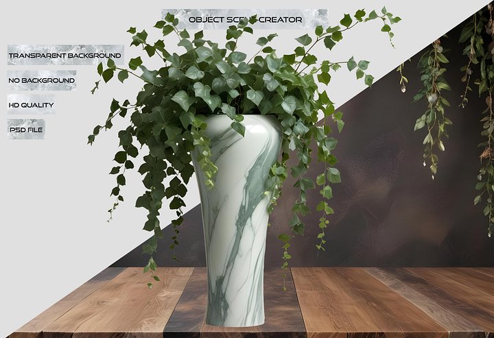 Marble Eternal – Graceful Ivy Marble Vase PNG product image (2)