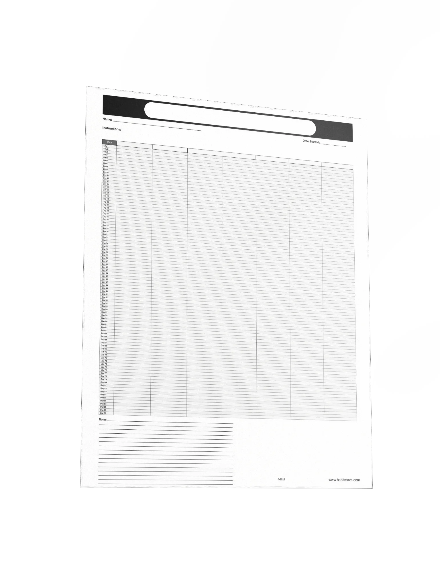 90 Day Blank Planner With 7 Columns and Notes product image (4)