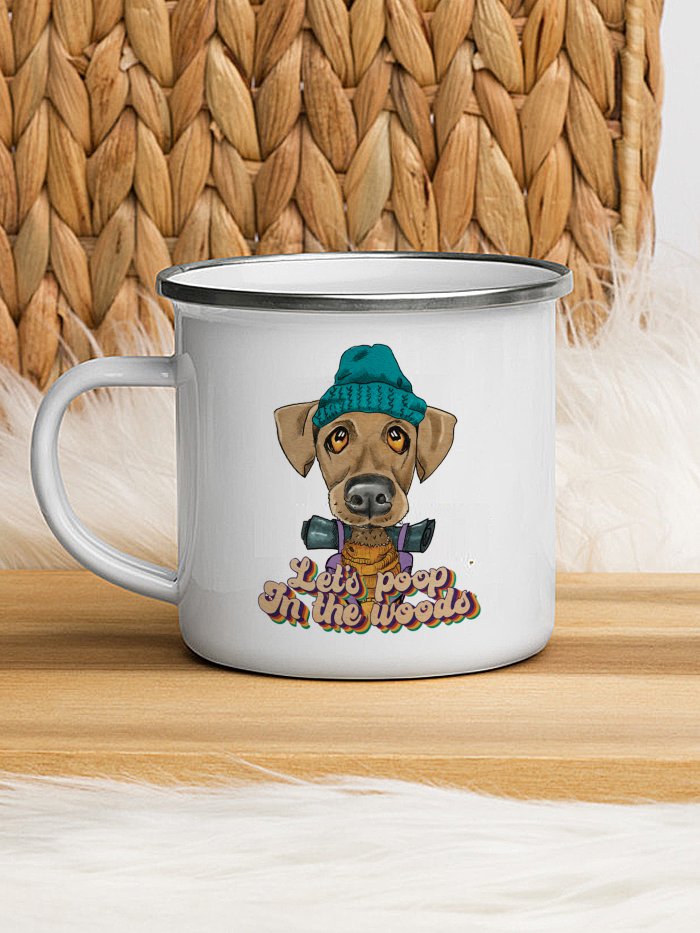Enamel Camping Mug - Camping Dog - poop on the woods product image (1)