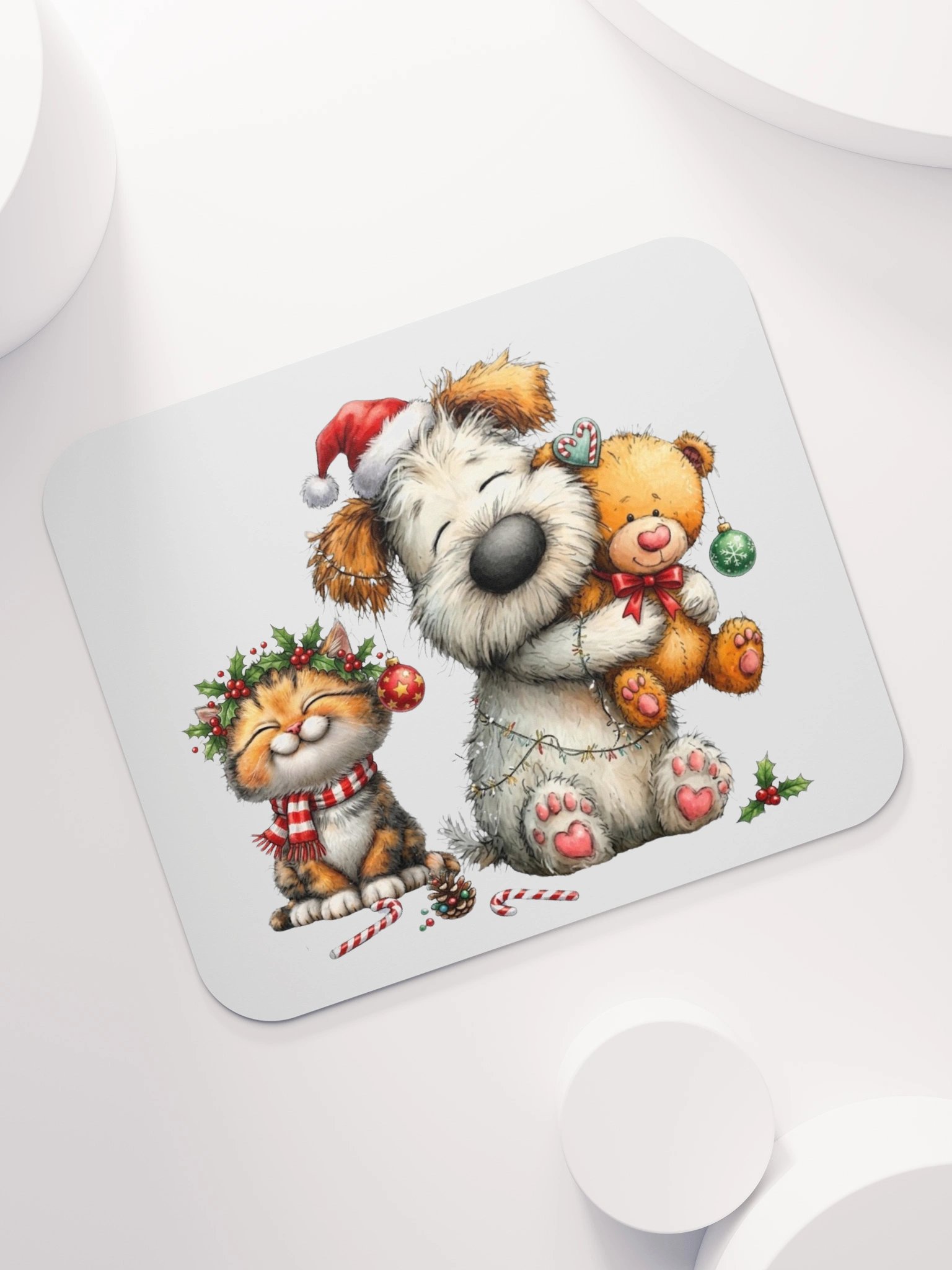Christmas Dog Cat & Teddy Mouse Pad product image (7)