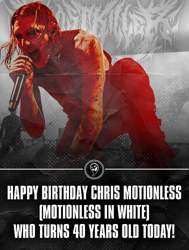 Happy 40th birthday to Chris Motionless of Motionless In White! 🎂

What’s your favorite Motionless In White song? Let us know...