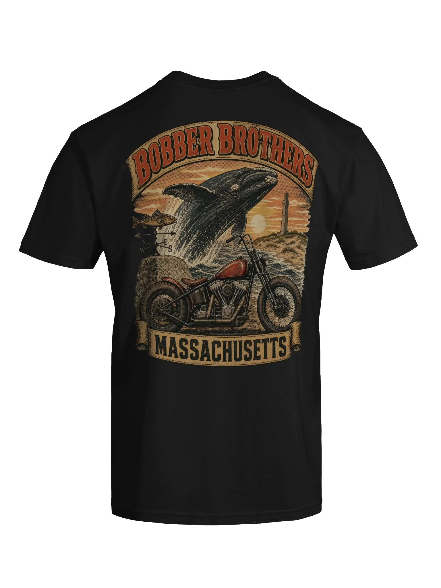 Massachusetts motorcycle t-shirt design by Bobber Brothers