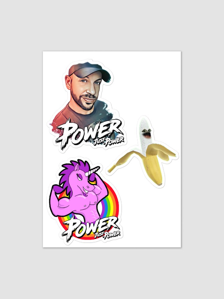PowerJustPower, Unicorn, and Banana Power Kiss Cut Sticker Sheet product image (1)