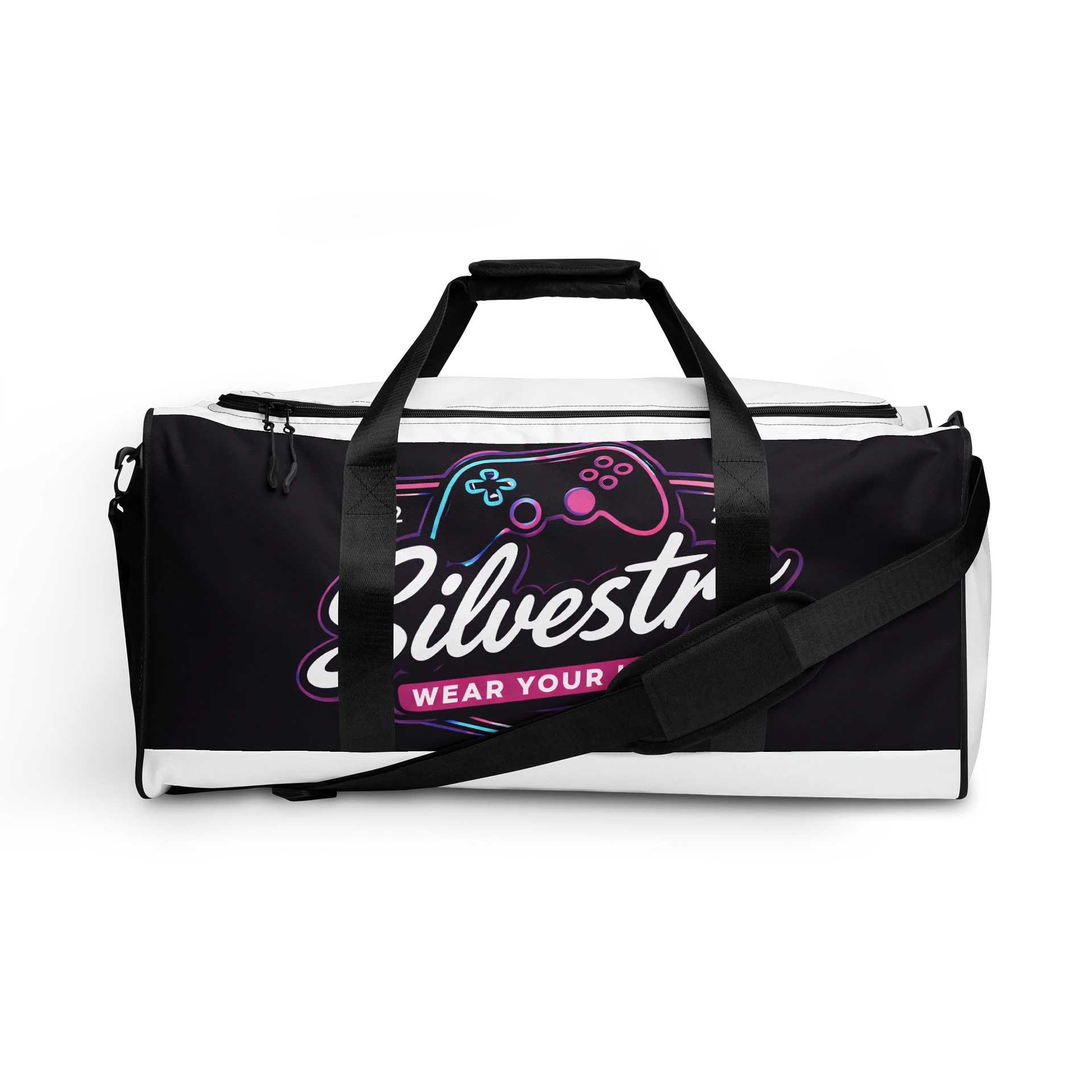 Neon Gaming Dreams All-Over Duffle Bag product image (1)