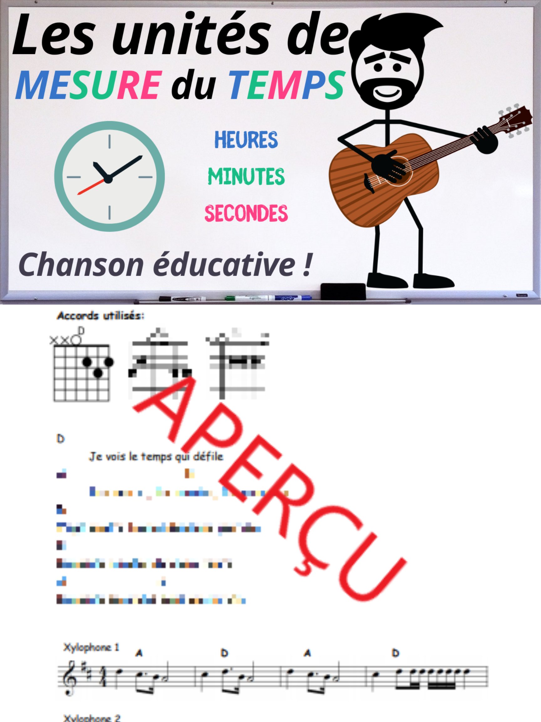 Les heures, les minutes, les secondes - Accords de guitare product image (1)