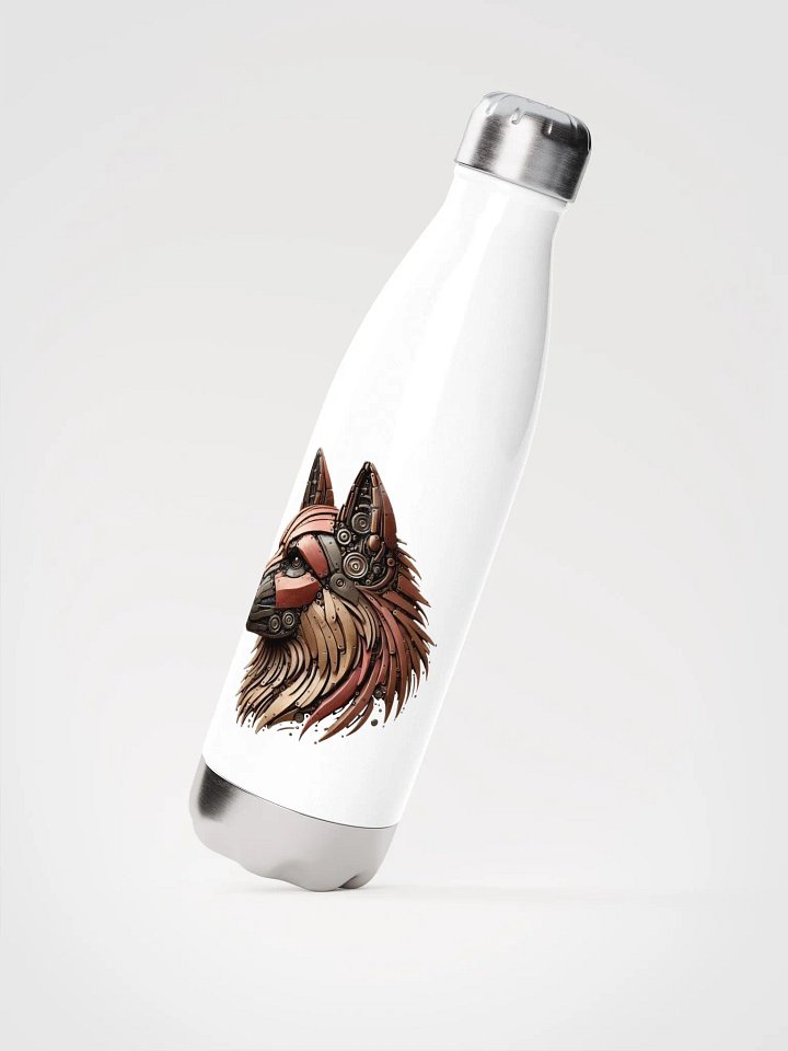 White Stainless Steel Water Bottle with German Shepherd Iron Dog Robot Design product image (2)