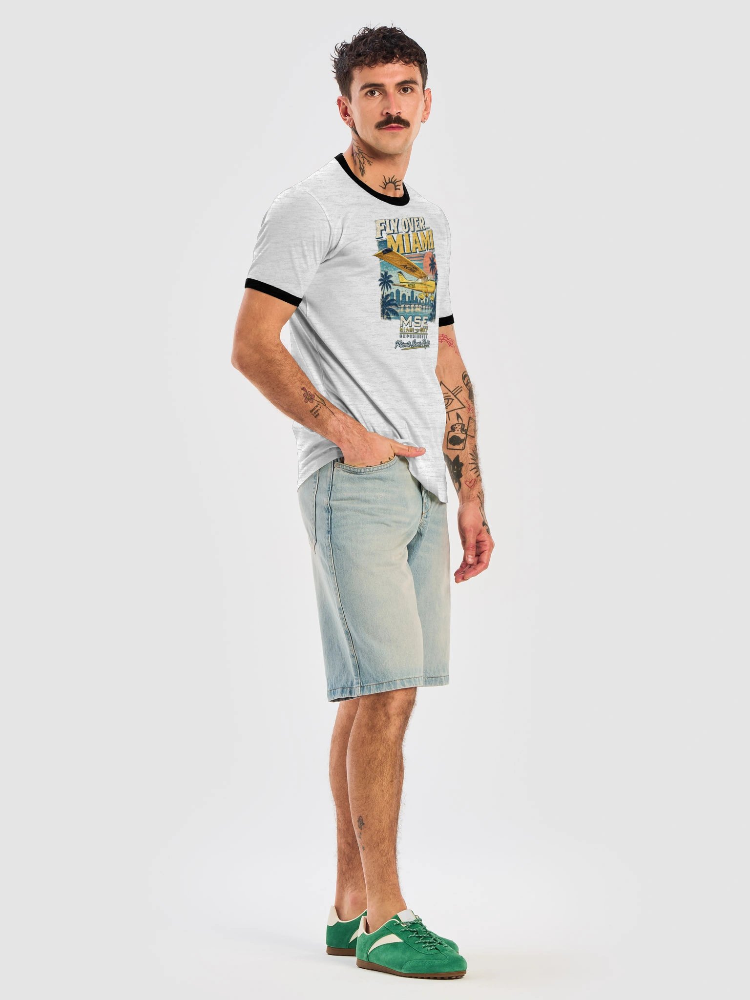 Fly Over Miami Retro Ringer Tee product image (7)