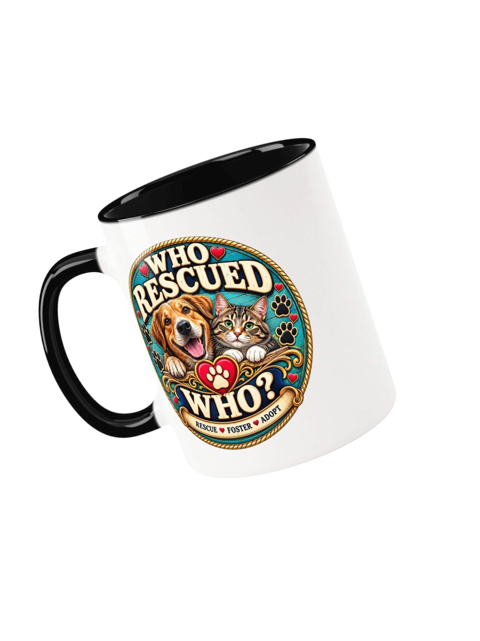 Who Rescued Who? Rescue Pet Two Color Mug product image (3)
