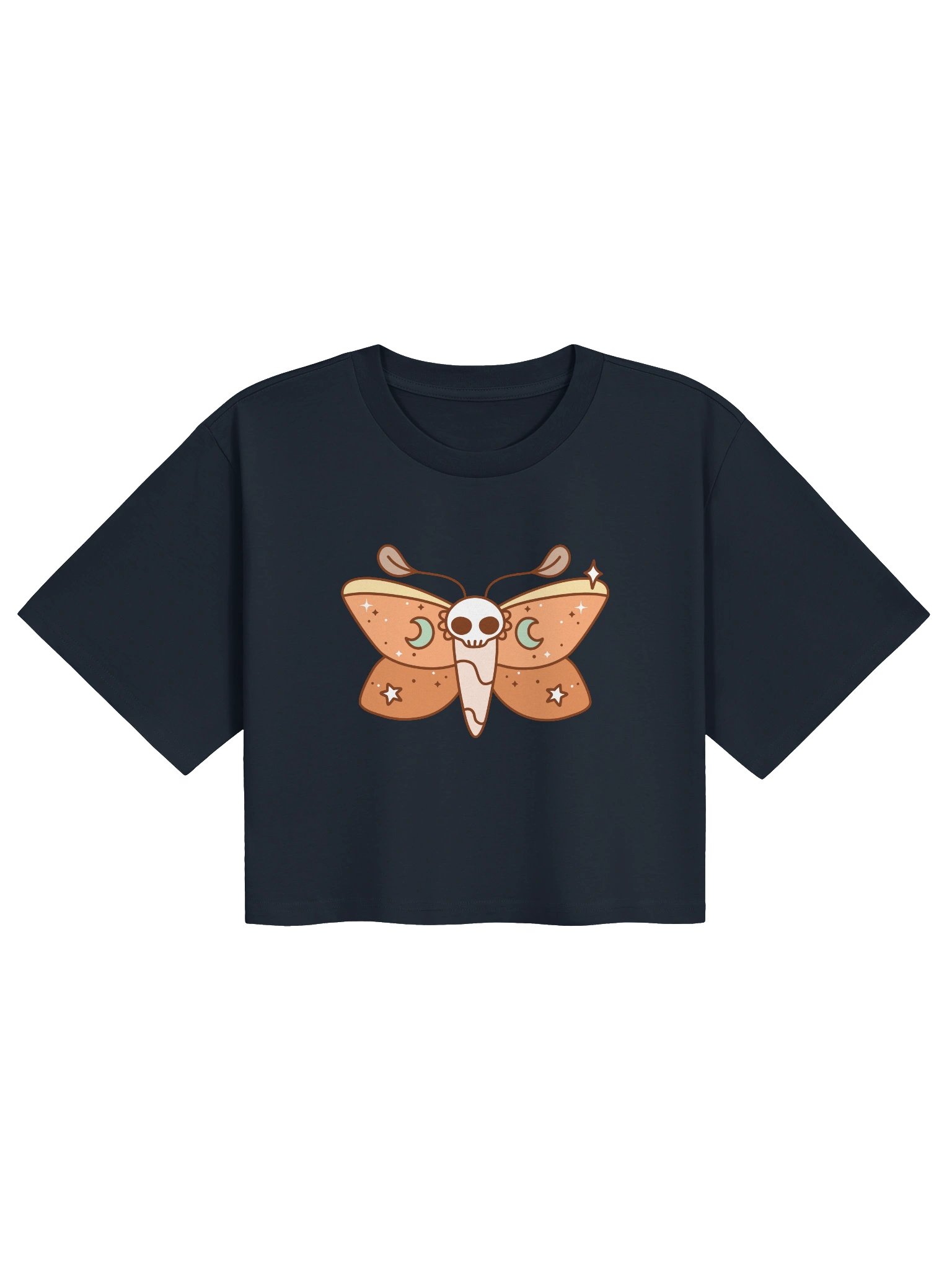 Moonlit Wings Crop Tee | Celestial Moth Vintage Boho Character Crop Top product image (9)