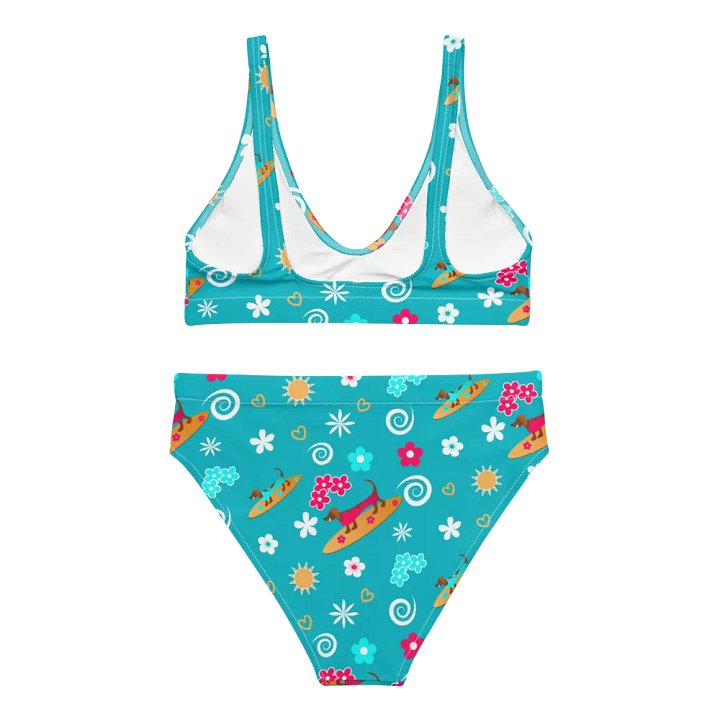Surfing Dachshund Pattern High Waisted Bikini product image (2)