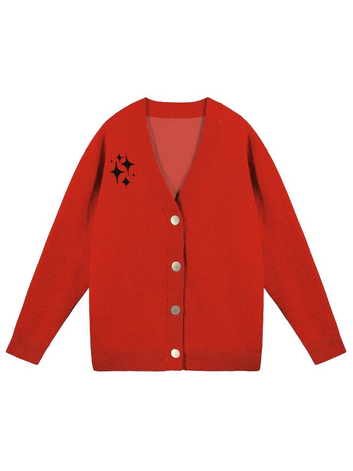 Red Knitted Cardigan Without Pocket product image (2)