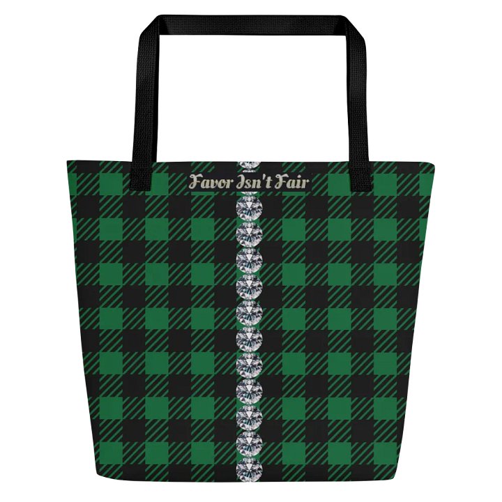 Green Plaid Geometric with Diamonds BBG Tote Bag with Pocket product image (2)