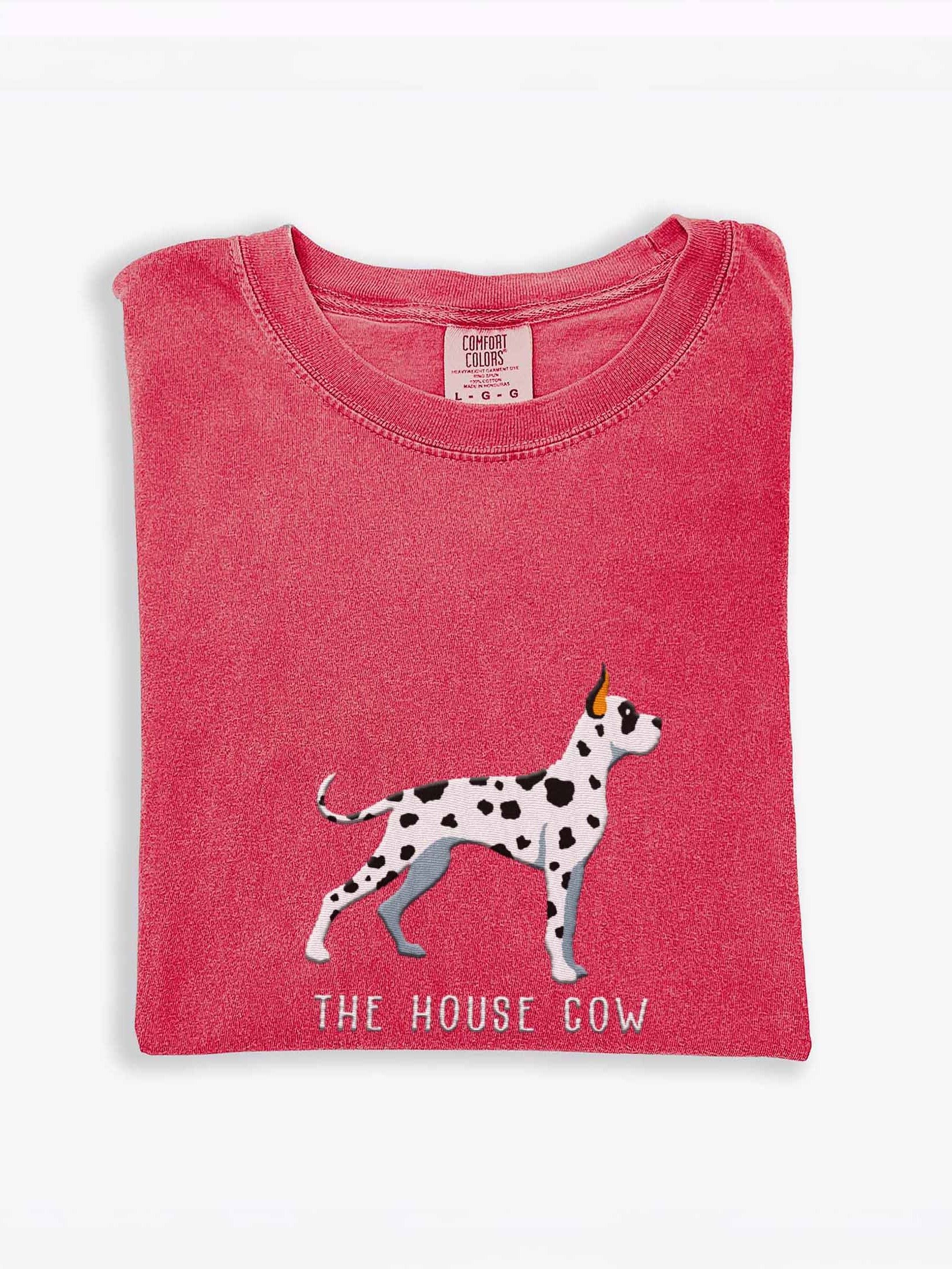 The House Cow T-Shirt(Embroidered) of a Great Dane(Harlequin, Cropped Ears) product image (1)