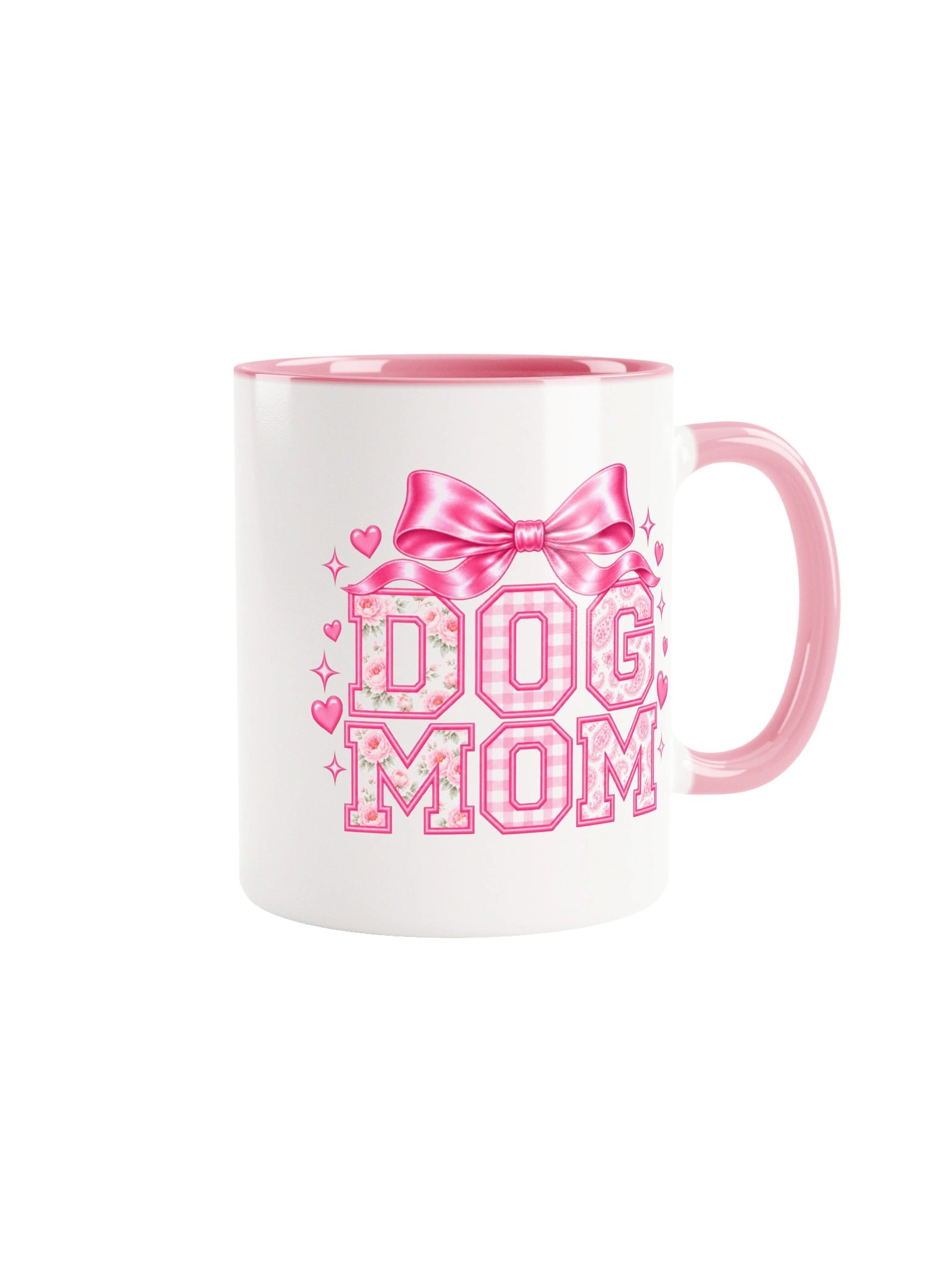 Coquette Dog Mom Mug – Pink Bow Embroidery Style Coffee Mug | Gift for Dog Moms product image (2)