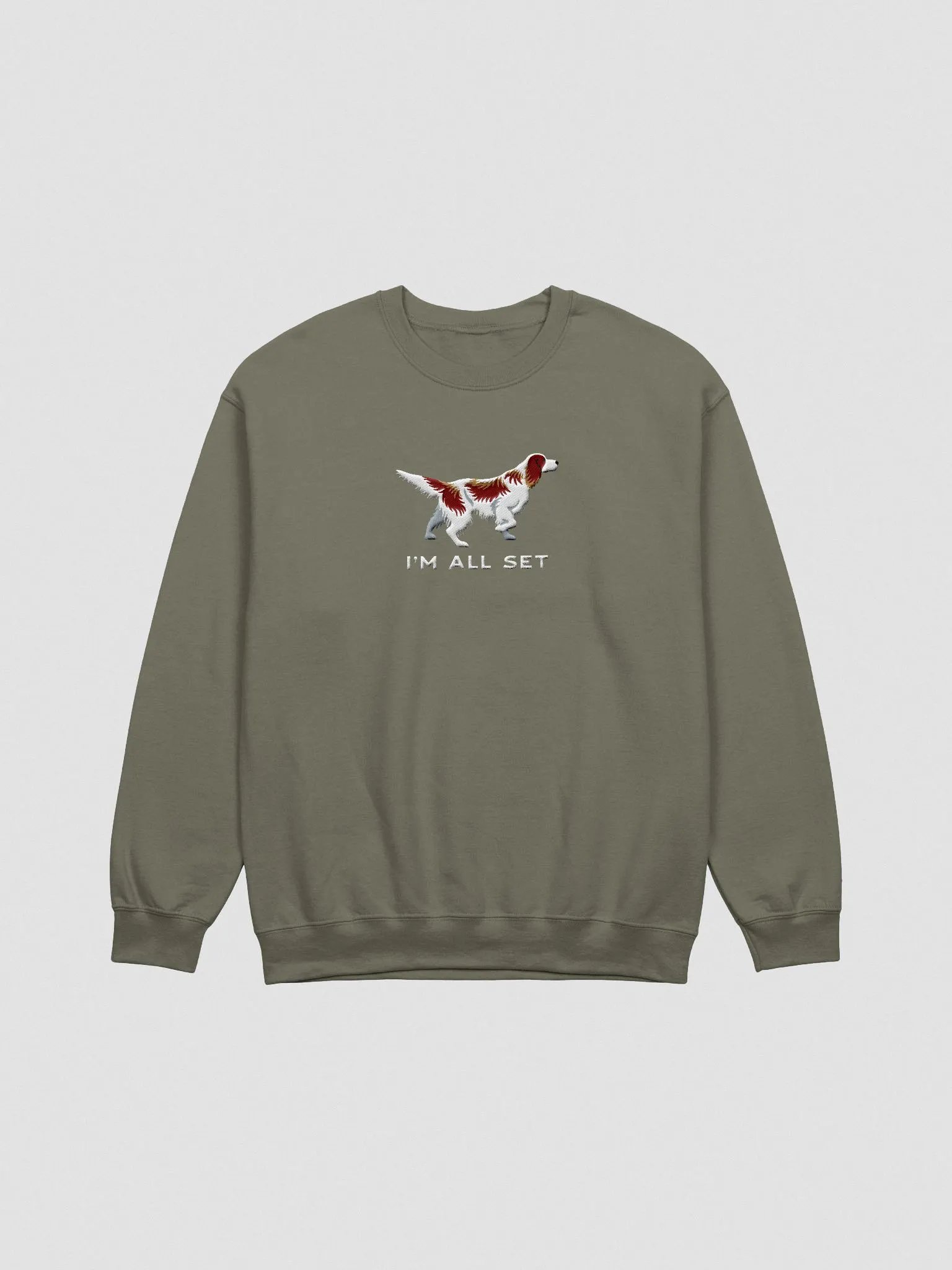 I'm All Set Sweatshirt (Embroidered) of an Irish Red & White Setter product image (4)