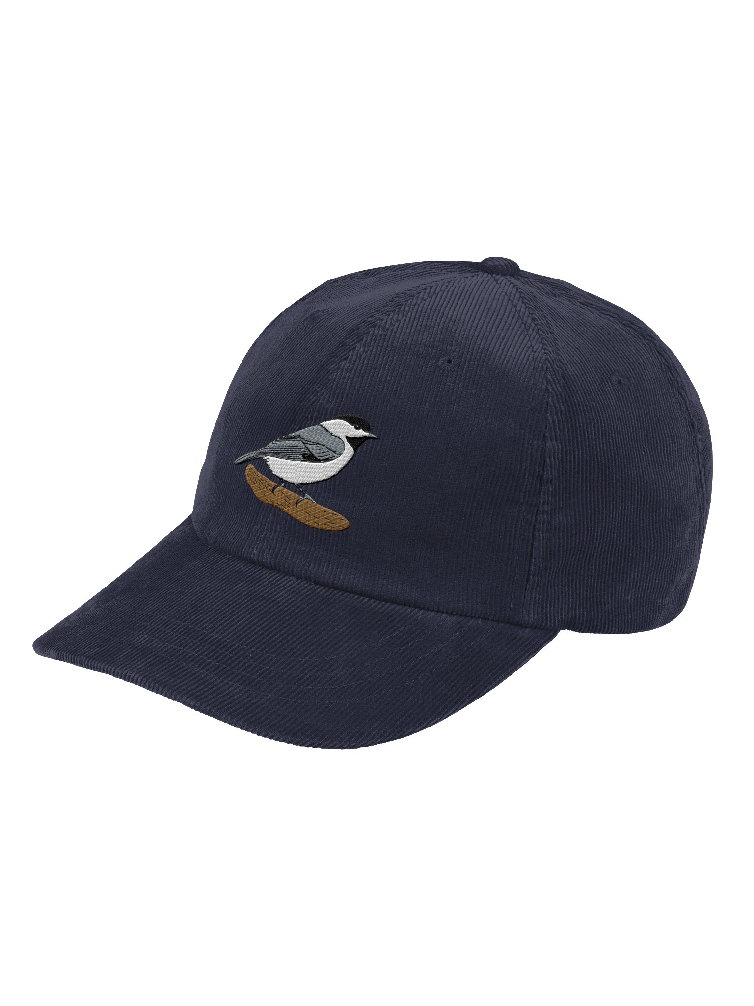 Black Capped Chickadee Embroidered Corduroy Hat product image (3)