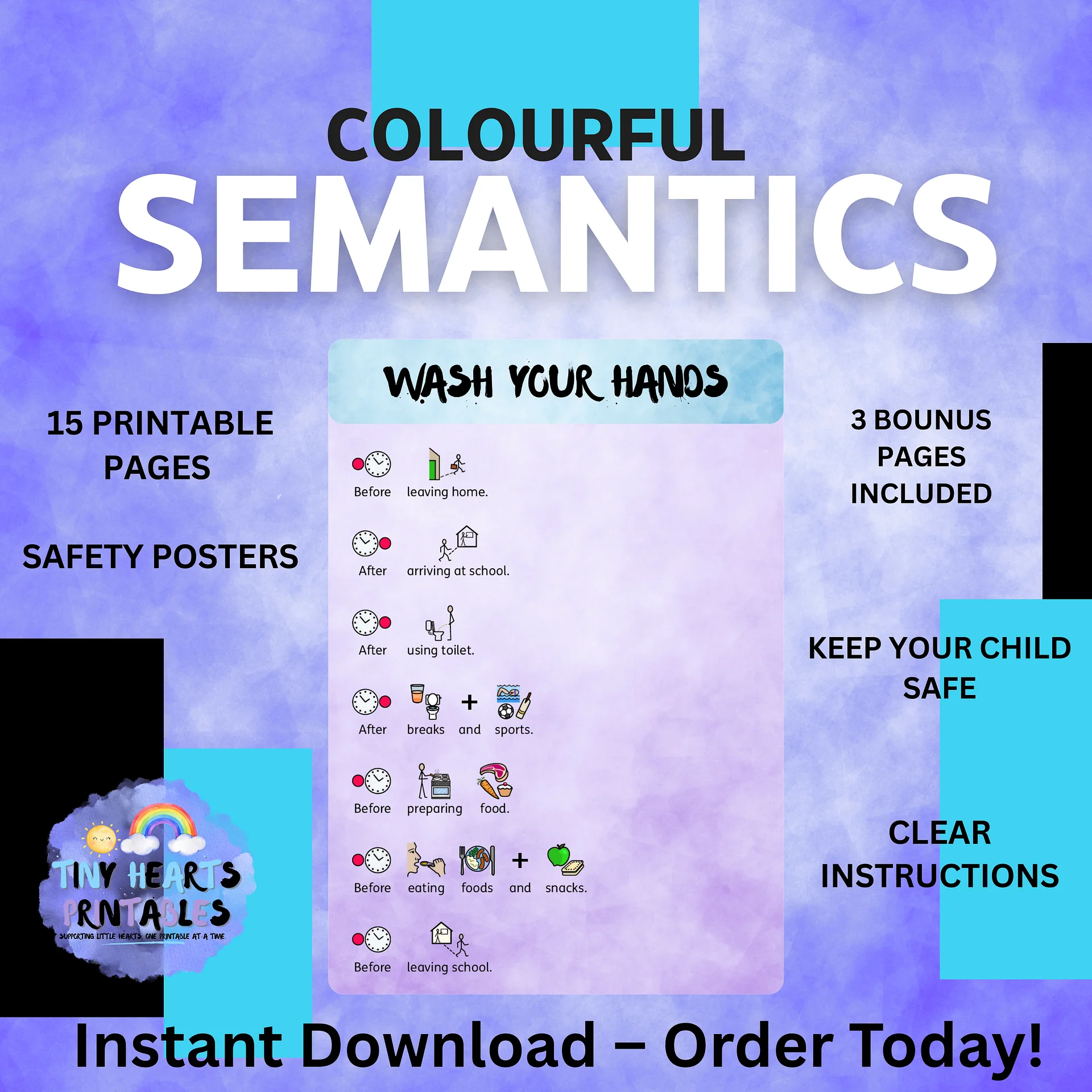 Colourful Semantics Safety Poster Bundle | 15 Visual Safety Rules for Kids | SEN, EYFS, Classroom, PSHE, Mental Health product image (3)