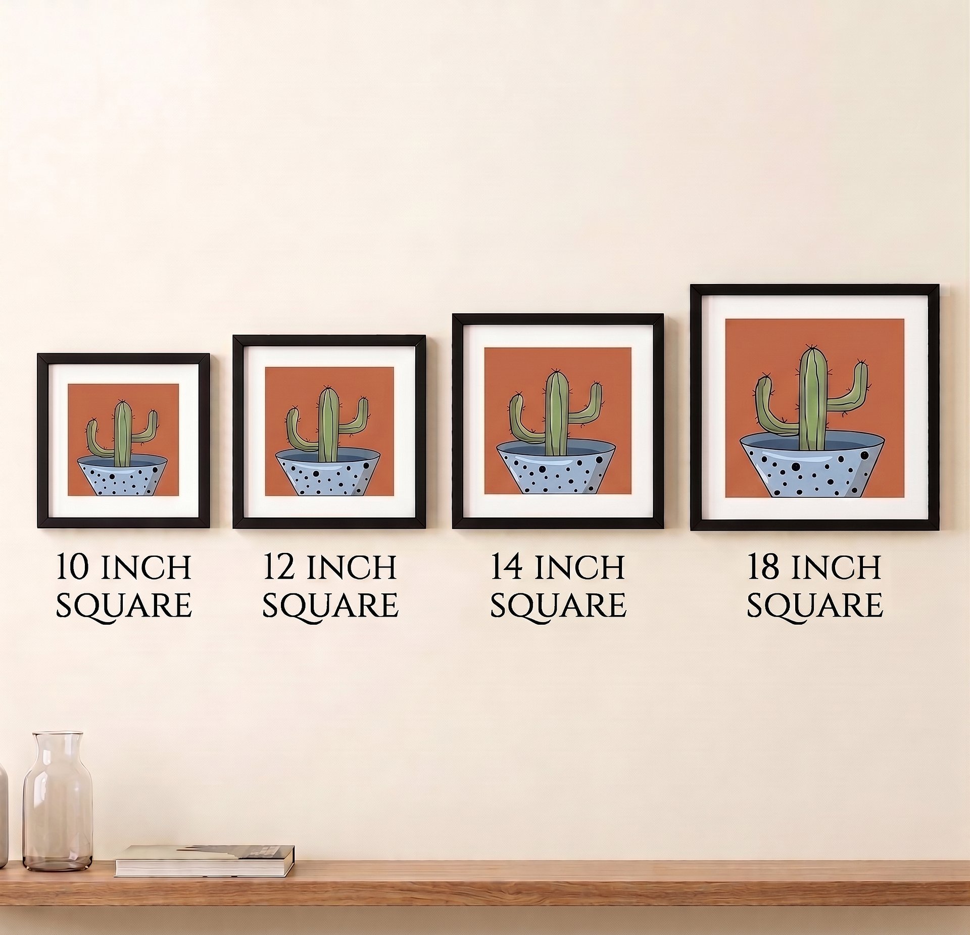 Framed Desert Wall Art, Minimalist Illustration, Saguaro Cactus Poster 10"-18" product image (22)