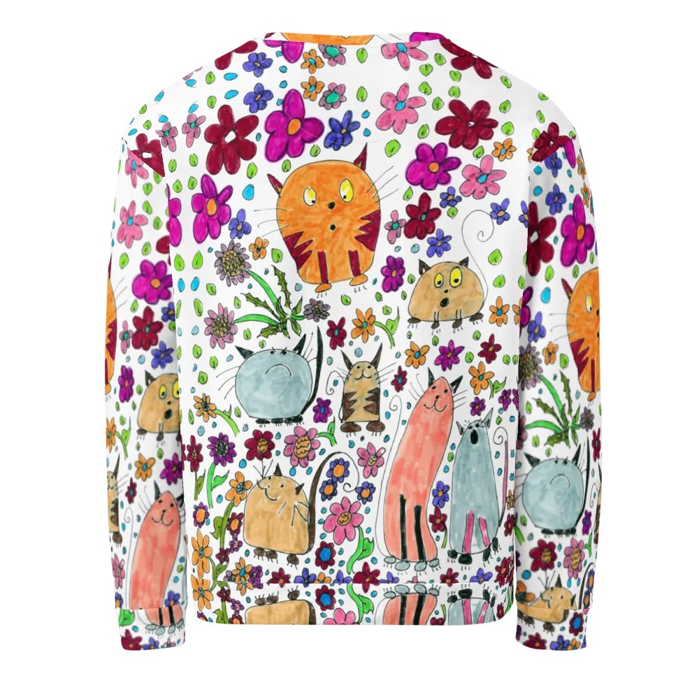 Abstract Floral Doodle Art Cats Unisex Sweatshirt product image (4)