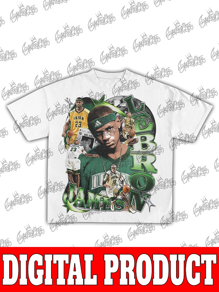 LeBron James St. Vincent–St. Mary Fighting Irish #23 High School Vintage Basketball Bootleg Graphic product image (2)